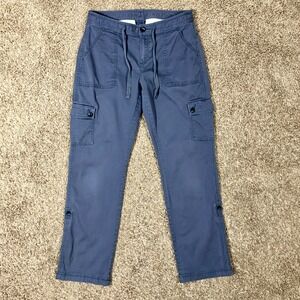 LL Bean Favorite Fit Womens Cargo Pants I Size 2 I Blue Drawstring Waist